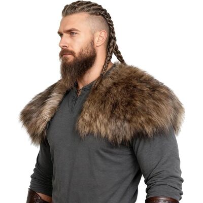 keland Viking kołnierz ze sztucznego futra dla mężczyzn szal Capelet Wrap kostium dodatek keland Viking kołnierz ze sztucznego futra dla mężczyzn szal Capelet Wrap kostium dodatek