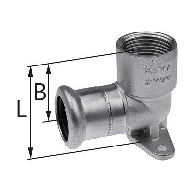 KAN-therm Kolano ścienne z uszami GW Inox - 15 Rp1/2' L = 41 mm KAN-therm Kolano ścienne z uszami GW Inox - 15 Rp1/2' L = 41 mm