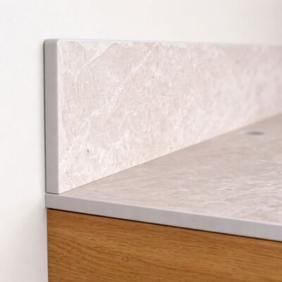 KOLM Blat łazienkowy HPL do szafki 125 cm 126×49 cm Cream Navona (K367PH) z panelem 12cm KOLM Blat łazienkowy HPL do szafki 125 cm 126×49 cm Cream Navona (K367PH) z panelem 12cm