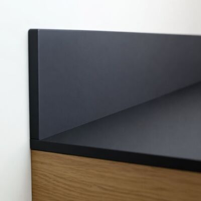 KOLM Blat łazienkowy HPL do szafki 140 cm 141×47 cm Black Mat (0190AF) z panelem 12cm KOLM Blat łazienkowy HPL do szafki 140 cm 141×47 cm Black Mat (0190AF) z panelem 12cm