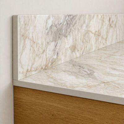KOLM Blat łazienkowy HPL do szafki 90 cm 91×46 cm Breccia Vivaldo (K594SU) z panelem 18cm KOLM Blat łazienkowy HPL do szafki 90 cm 91×46 cm Breccia Vivaldo (K594SU) z panelem 18cm