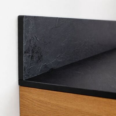 KOLM Blat łazienkowy HPL do szafki 90 cm 91×50 cm Black (0190SL) z panelem 30cm KOLM Blat łazienkowy HPL do szafki 90 cm 91×50 cm Black (0190SL) z panelem 30cm