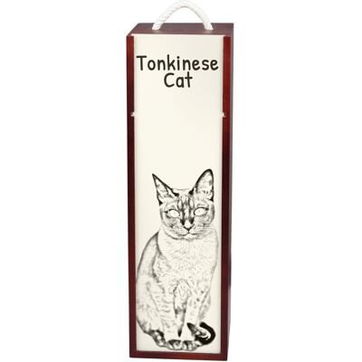 Kot tonkijski - pudełko na wino z kotem, pudełko na alkohol z grafiką, personalizowane pudełko na prezent marki Art-Dog Kot tonkijski - pudełko na wino z kotem, pudełko na alkohol z grafiką, personalizowane pudełko na prezent marki Art-Dog