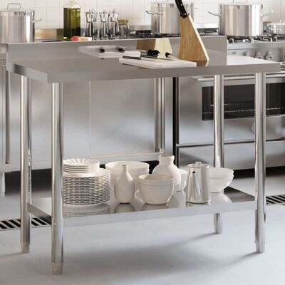 VMP Kuchenny stół roboczy z rantem, 110x55x93 cm, stal nierdzewna VMP Kuchenny stół roboczy z rantem, 110x55x93 cm, stal nierdzewna
