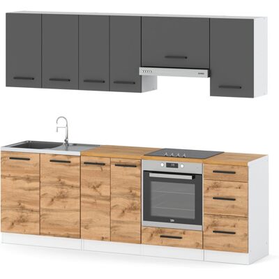 Hurtownia Mebli Kuchnia Mokka Plus 2.4m Modułowa Z Blatem Pojemna Biała Szara Mat Dąb Wotan Hurtownia Mebli Kuchnia Mokka Plus 2.4m Modułowa Z Blatem Pojemna Biała Szara Mat Dąb Wotan
