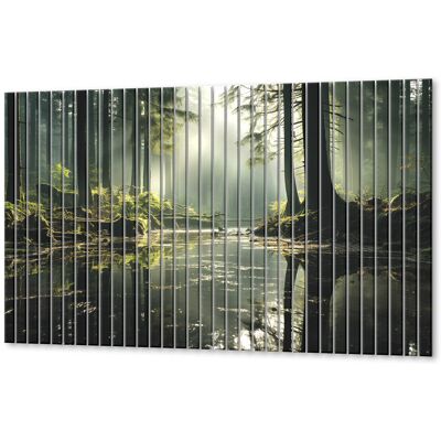 Inny producent Lamele szklane na ścianę Leśne odbicie w świetle poranka 296x150 cm Inny producent Lamele szklane na ścianę Leśne odbicie w świetle poranka 296x150 cm