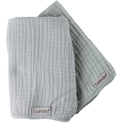 LEANDER - podkład muślinowy na przewijak MATTY™, 2-pak, grey/sage green LEANDER - podkład muślinowy na przewijak MATTY™, 2-pak, grey/sage green