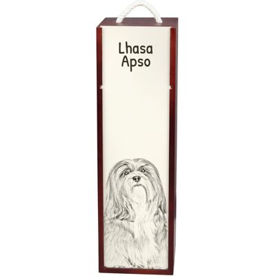 Lhasa Apso - pudełko na wino z psem, pudełko na alkohol z grafiką, personalizowane pudełko na prezent marki Art-Dog Lhasa Apso - pudełko na wino z psem, pudełko na alkohol z grafiką, personalizowane pudełko na prezent marki Art-Dog