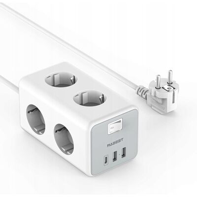 Inny producent LISTWA ZASILAJĄCA 9W1 KOSTKA BIAŁA Z WYŁĄCZNIKIEM 3X USB C 2M Inny producent LISTWA ZASILAJĄCA 9W1 KOSTKA BIAŁA Z WYŁĄCZNIKIEM 3X USB C 2M