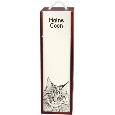 Maine Coon - pudełko na wino z kotem, pudełko na alkohol z grafiką, personalizowane pudełko na prezent marki Art-Dog Maine Coon - pudełko na wino z kotem, pudełko na alkohol z grafiką, personalizowane pudełko na prezent marki Art-Dog