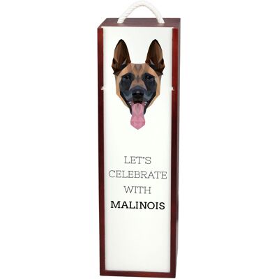 Malinois Owczarek belgijski - geometryczne pudełko ze zdjęciem i napisem na wino marki Art-Dog Malinois Owczarek belgijski - geometryczne pudełko ze zdjęciem i napisem na wino marki Art-Dog