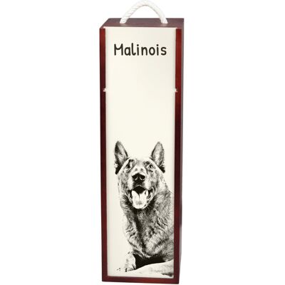 Malinois Owczarek belgijski - pudełko na wino z psem, pudełko na alkohol z grafiką, personalizowane pudełko na prezent marki Art-Dog Malinois Owczarek belgijski - pudełko na wino z psem, pudełko na alkohol z grafiką, personalizowane pudełko na prezent marki Art-Dog