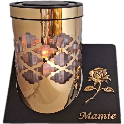 ILUMINI Mama Mamie Znicz Lampion Solarny Solar Fotowoltaiczny Tuba Róża Złoto ILUMINI Mama Mamie Znicz Lampion Solarny Solar Fotowoltaiczny Tuba Róża Złoto