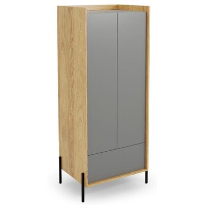 Halmar MOBIUS SZAFA 2D korpus: hikora naturalna, fronty - szary przykurzony Halmar MOBIUS SZAFA 2D korpus: hikora naturalna, fronty - szary przykurzony