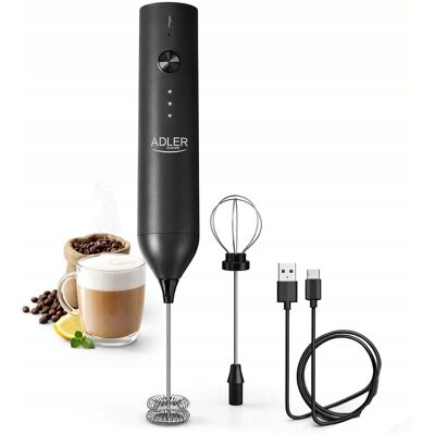 Adler Mocny Spieniacz do Mleka Akumulatorowy USB-C 2 Nasadki Mikser Matcha 2w1 Adler Mocny Spieniacz do Mleka Akumulatorowy USB-C 2 Nasadki Mikser Matcha 2w1