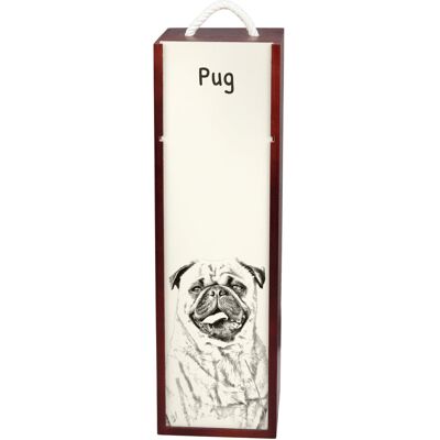 Mops, Pug, Carlin - pudełko na wino z psem, pudełko na alkohol z grafiką, personalizowane pudełko na prezent marki Art-Dog Mops, Pug, Carlin - pudełko na wino z psem, pudełko na alkohol z grafiką, personalizowane pudełko na prezent marki Art-Dog