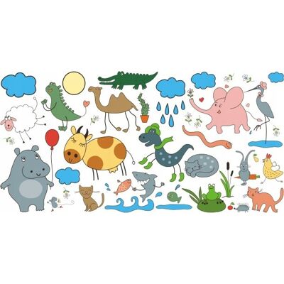 Naklejkolandia Naklejki ścienne dla dzieci Zwierzaki Dziwaki 4, 100x50 cm Naklejkolandia Naklejki ścienne dla dzieci Zwierzaki Dziwaki 4, 100x50 cm