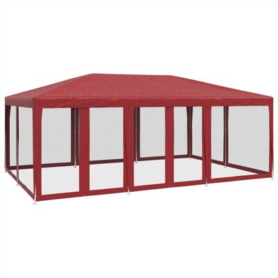 VMP Namiot imprezowy z 10 ścianami z siatki, czerwony, 6x4 m, HDPE VMP Namiot imprezowy z 10 ścianami z siatki, czerwony, 6x4 m, HDPE