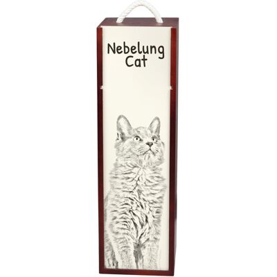 Nebelung - pudełko na wino z kotem, pudełko na alkohol z grafiką, personalizowane pudełko na prezent marki Art-Dog Nebelung - pudełko na wino z kotem, pudełko na alkohol z grafiką, personalizowane pudełko na prezent marki Art-Dog