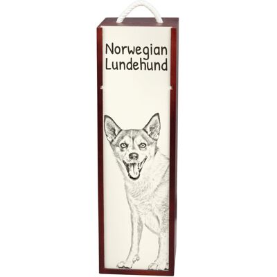 Norweski pies na maskonury, Norwegian Lundehund - pudełko na wino z psem, pudełko na alkohol z grafiką, personalizowane pudełko na prezent marki Art.. Norweski pies na maskonury, Norwegian Lundehund - pudełko na wino z psem, pudełko na alkohol z grafiką, personalizowane pudełko na prezent marki Art..
