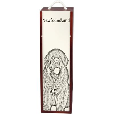 Nowofundland, Nowofoundland, Wodołaz - pudełko na wino z psem, pudełko na alkohol z grafiką, personalizowane pudełko na prezent marki Art-Dog Nowofundland, Nowofoundland, Wodołaz - pudełko na wino z psem, pudełko na alkohol z grafiką, personalizowane pudełko na prezent marki Art-Dog