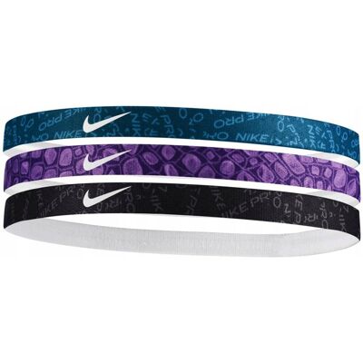 Opaski na włosy Nike Headbands 3 szt. czarna, fioletowa, niebieska N0002560 Opaski na włosy Nike Headbands 3 szt. czarna, fioletowa, niebieska N0002560