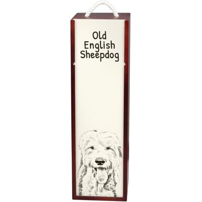 Owczarek staroangielski - pudełko na wino z psem, pudełko na alkohol z grafiką, personalizowane pudełko na prezent marki Art-Dog Owczarek staroangielski - pudełko na wino z psem, pudełko na alkohol z grafiką, personalizowane pudełko na prezent marki Art-Dog