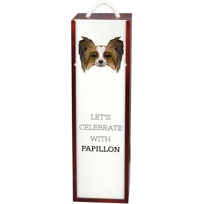 Papillon, Spaniel Kontynentalny - geometryczne pudełko ze zdjęciem i napisem na wino marki Art-Dog Papillon, Spaniel Kontynentalny - geometryczne pudełko ze zdjęciem i napisem na wino marki Art-Dog