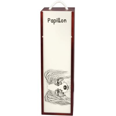 Papillon, Spaniel Kontynentalny - pudełko na wino z psem, pudełko na alkohol z grafiką, personalizowane pudełko na prezent marki Art-Dog Papillon, Spaniel Kontynentalny - pudełko na wino z psem, pudełko na alkohol z grafiką, personalizowane pudełko na prezent marki Art-Dog
