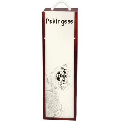 Pekińczyk - pudełko na wino z psem, pudełko na alkohol z grafiką, personalizowane pudełko na prezent marki Art-Dog Pekińczyk - pudełko na wino z psem, pudełko na alkohol z grafiką, personalizowane pudełko na prezent marki Art-Dog