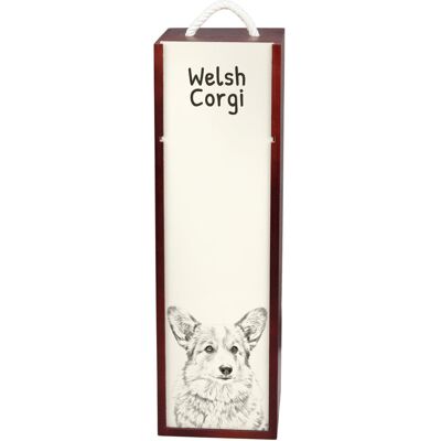 Pembroke Welsh Corgi - pudełko na wino z psem, pudełko na alkohol z grafiką, personalizowane pudełko na prezent marki Art-Dog Pembroke Welsh Corgi - pudełko na wino z psem, pudełko na alkohol z grafiką, personalizowane pudełko na prezent marki Art-Dog