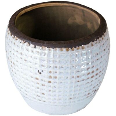 Belldeco Piasek pustyni 2A, ceramiczna pękata osłonka w delikatną kratkę (największa) Belldeco Piasek pustyni 2A, ceramiczna pękata osłonka w delikatną kratkę (największa)