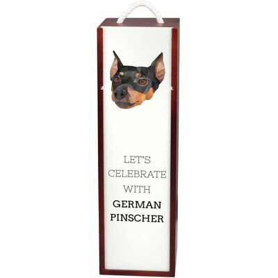 Pinczer średni, Pinczer niemiecki - geometryczne pudełko ze zdjęciem i napisem na wino marki Art-Dog Pinczer średni, Pinczer niemiecki - geometryczne pudełko ze zdjęciem i napisem na wino marki Art-Dog