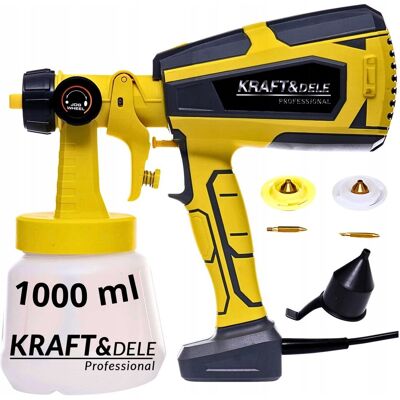 KRAFT&DELE Pistolet do malowania KD1656 500 W 1000 ml natryskowy 3 dysze farby lakiery KRAFT&DELE Pistolet do malowania KD1656 500 W 1000 ml natryskowy 3 dysze farby lakiery