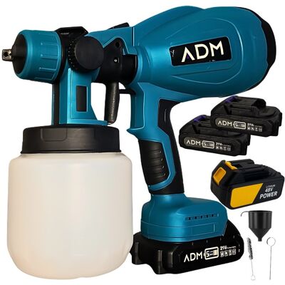 ADE Pistolet do Malowania Ścian Bezprzewodowy z 3 Akumulatorami 21v 800ml Mocny ADE Pistolet do Malowania Ścian Bezprzewodowy z 3 Akumulatorami 21v 800ml Mocny