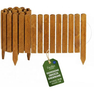 Creative Płot rollborder ogrodowy wbijany płotek drewniany obrzeże trawnikowe 200x30 cm Creative Płot rollborder ogrodowy wbijany płotek drewniany obrzeże trawnikowe 200x30 cm