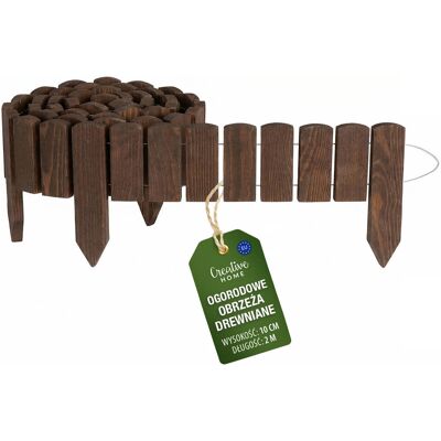 Creative Płot rollborder ogrodowy wbijany płotek drewniany obrzeże trawnikowe brązowy 200x10 cm Creative Płot rollborder ogrodowy wbijany płotek drewniany obrzeże trawnikowe brązowy 200x10 cm