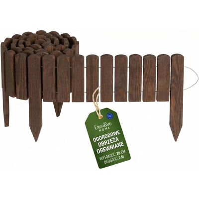 Creative Płot rollborder ogrodowy wbijany płotek drewniany obrzeże trawnikowe brązowy 200x20 cm Creative Płot rollborder ogrodowy wbijany płotek drewniany obrzeże trawnikowe brązowy 200x20 cm