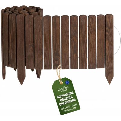 Creative Płot rollborder ogrodowy wbijany płotek drewniany obrzeże trawnikowe brązowy 200x30 cm Creative Płot rollborder ogrodowy wbijany płotek drewniany obrzeże trawnikowe brązowy 200x30 cm