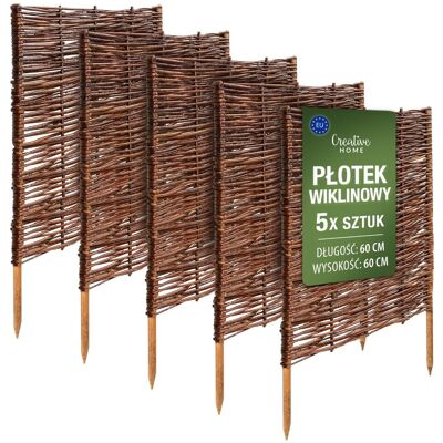 Creative Płotek wiklinowy trawnikowy obrzeże palisada ogrodowa brązowy 60x60 cm 5 szt Creative Płotek wiklinowy trawnikowy obrzeże palisada ogrodowa brązowy 60x60 cm 5 szt