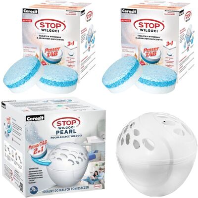 Henkel Pochłaniacz wilgoci CERESIT Stop Wilgoci, 4 szt. - Tabletki 300g owocowe + urządzenie do łazienki bez prądu pleśń wilgoć 25m³ Henkel Pochłaniacz wilgoci CERESIT Stop Wilgoci, 4 szt. - Tabletki 300g owocowe + urządzenie do łazienki bez prądu pleśń wilgoć 25m³