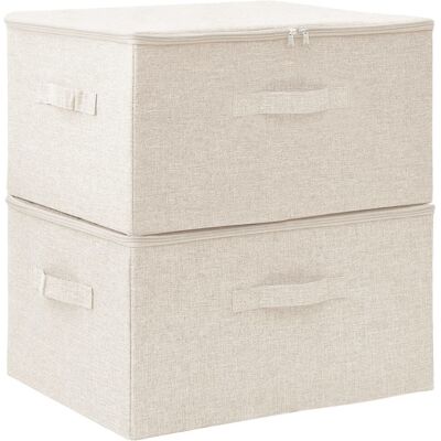 VMP Pojemniki, 2 szt., tkanina, 43x34x23 cm, kremowe VMP Pojemniki, 2 szt., tkanina, 43x34x23 cm, kremowe
