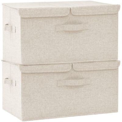 VMP Pojemniki, 2 szt., tkanina, 50x30x25 cm, kremowe VMP Pojemniki, 2 szt., tkanina, 50x30x25 cm, kremowe