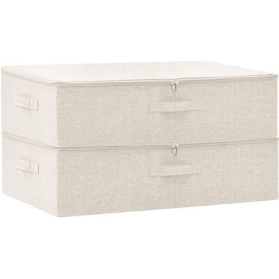 VMP Pojemniki, 2 szt., tkanina, 70x40x18 cm, kremowe VMP Pojemniki, 2 szt., tkanina, 70x40x18 cm, kremowe