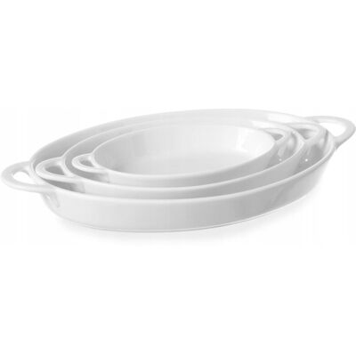 Hendi Półmisek do zapiekania owalny z uchwytami 215x140x35mm biała porcelana Hendi Półmisek do zapiekania owalny z uchwytami 215x140x35mm biała porcelana