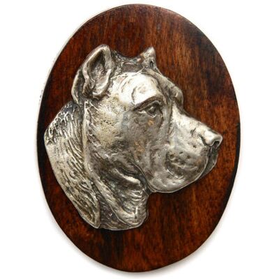 Art-Dog - Presa Canario - drewno - srebrna głowa psa - 5x7 cm - szpilka Art-Dog - Presa Canario - drewno - srebrna głowa psa - 5x7 cm - szpilka