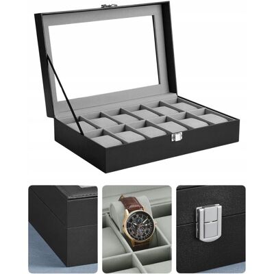 Inna producent Pudełko Etui Organizer Szkatułka Na Zegarki Ze Szklaną Pokrywką Na 12 Szt. Inna producent Pudełko Etui Organizer Szkatułka Na Zegarki Ze Szklaną Pokrywką Na 12 Szt.