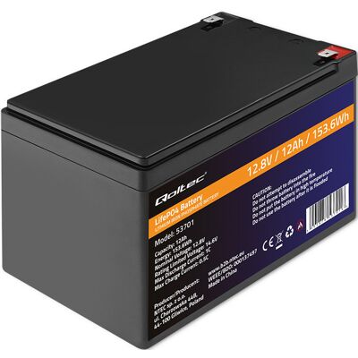 Qoltec Akumulator LiFePO4 Litowo-Żelazowo-Fosforanowy 12.8V 12Ah 153.6Wh BMS Qoltec Akumulator LiFePO4 Litowo-Żelazowo-Fosforanowy 12.8V 12Ah 153.6Wh BMS