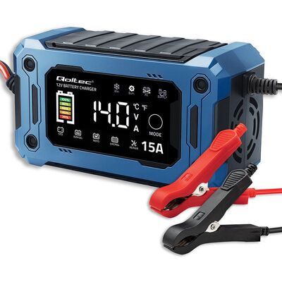 Qoltec Inteligentna mikroprocesorowa ładowarka 12V 15A Prostownik z funkcją naprawy i podtrzymania zasilania podczas wymiany akumulatora do AGM .. Qoltec Inteligentna mikroprocesorowa ładowarka 12V 15A Prostownik z funkcją naprawy i podtrzymania zasilania podczas wymiany akumulatora do AGM ..