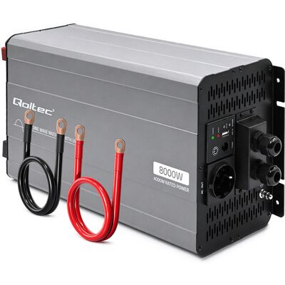 Qoltec Przetwornica napięcia Pure Sine Wave z UPS 12V na 230V 4000/8000W USB Kompatybilna z LiFePO4 GEL AGM Qoltec Przetwornica napięcia Pure Sine Wave z UPS 12V na 230V 4000/8000W USB Kompatybilna z LiFePO4 GEL AGM